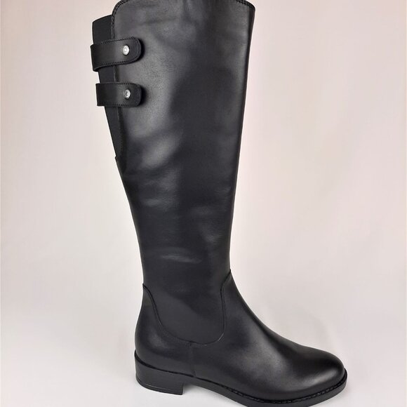 Knee High Black Boot with Buckles - Picture 1 of 10